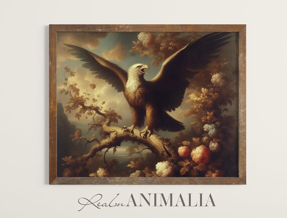 Antique Eagle Print Moody Eagle Bird Fine Art Vintage Eagle Painting Neutral Bird Wall Decor Eg001