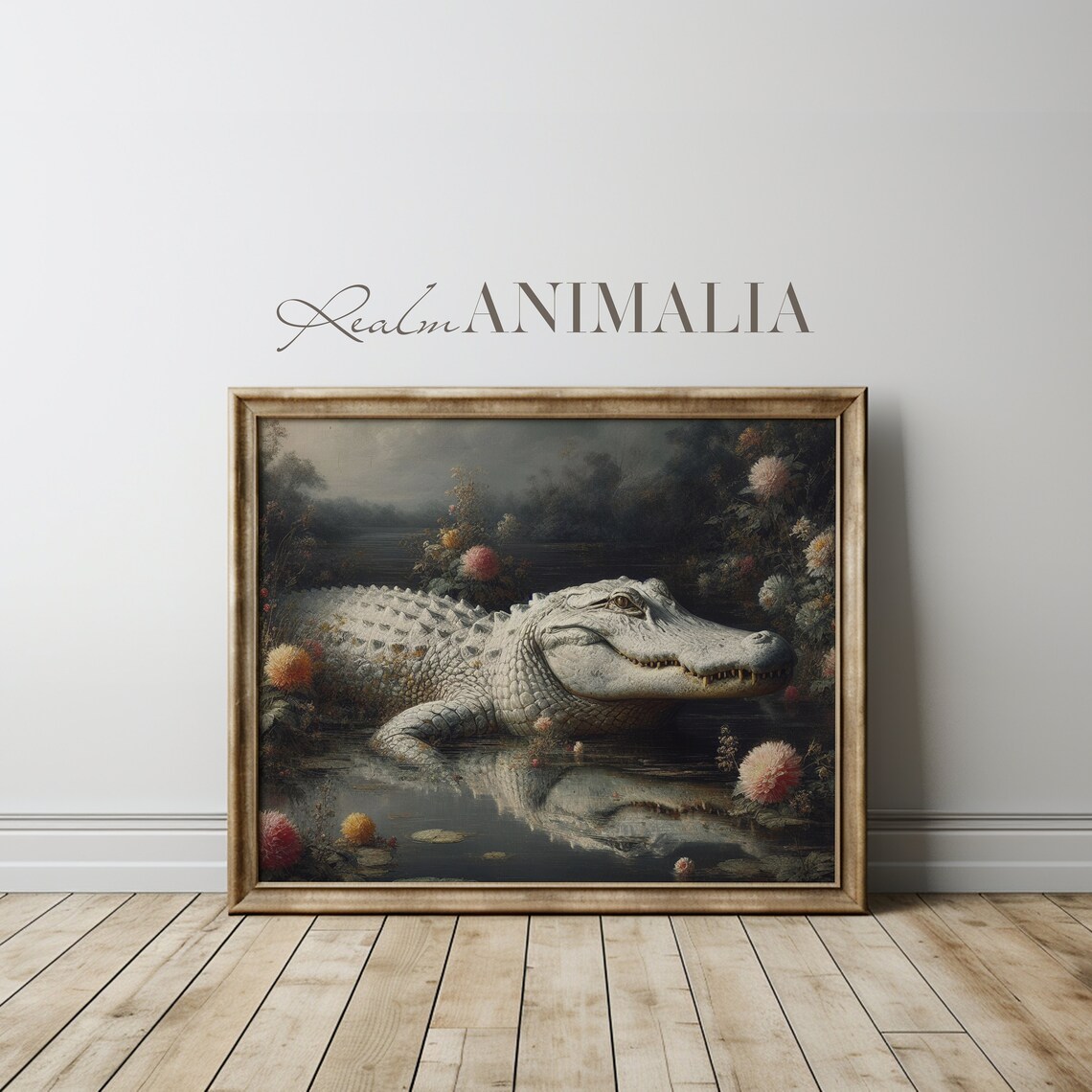 Vintage Alligator Painting, Antique Reptile Art Print - Image 3