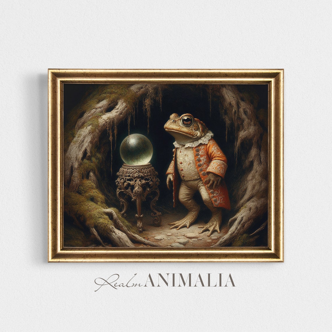 Toad With Crystal Ball In Grotto Moody Dark Fairytale Art Print - Image 2