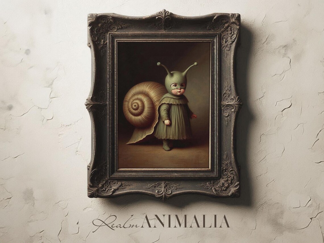 Child in Snail Costume Vintage Halloween Portrait - Image 2