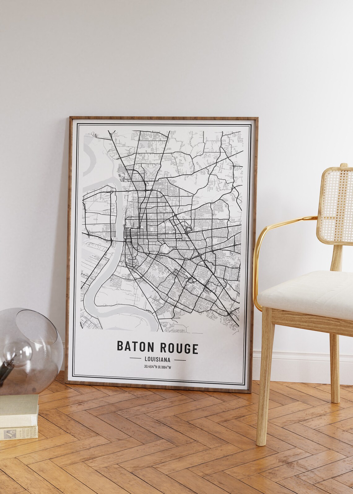 Baton Rouge Louisiana Street Map Black and White Minimalist City Poster - Image 5