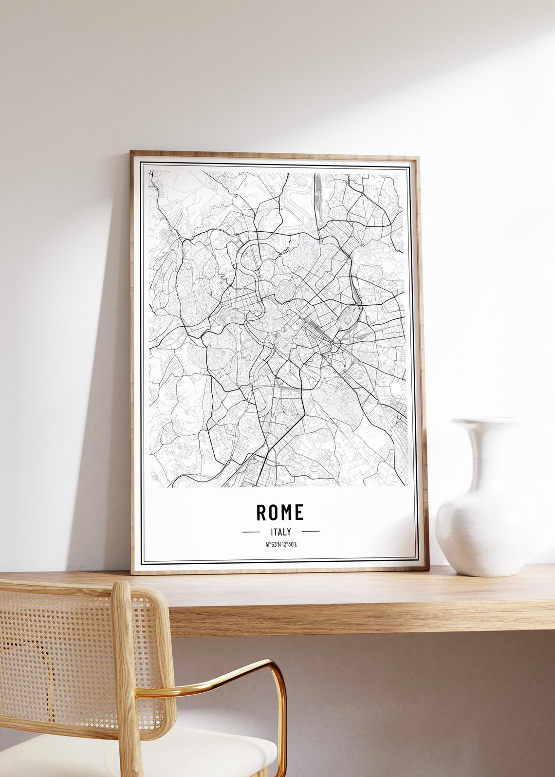 Rome Italy Minimalist Black White City Map Coordinates Art Print - Image 6