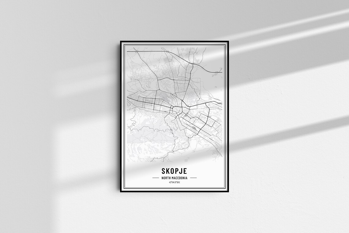 Skopje North Macedonia Minimalist City Street Map Art Poster - Image 3
