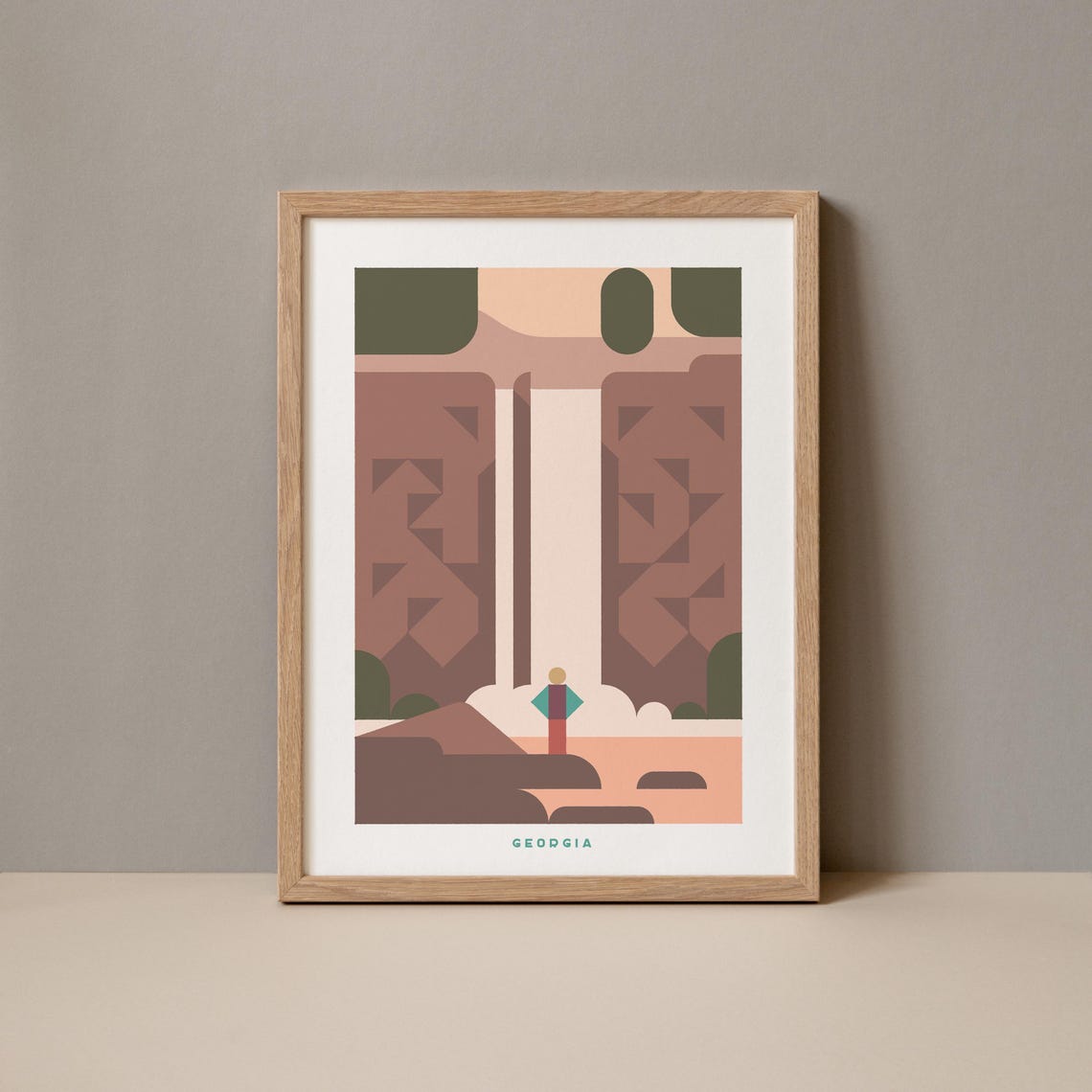 Georgia Waterfall Geometric Art Print Minimalist Nature Landscape