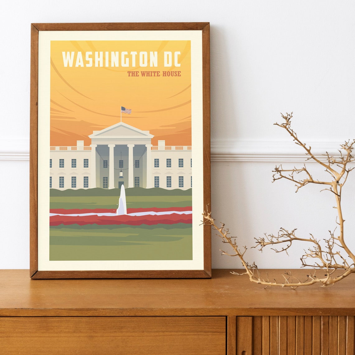 Washington DC White House USA Capital Sunset Landmark Poster Art - Image 4