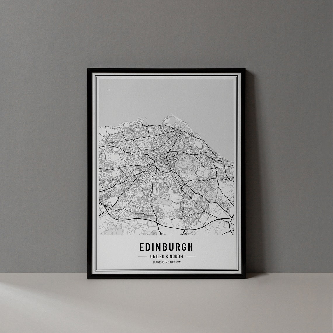 Edinburgh United Kingdom Minimal Black White City Map Poster