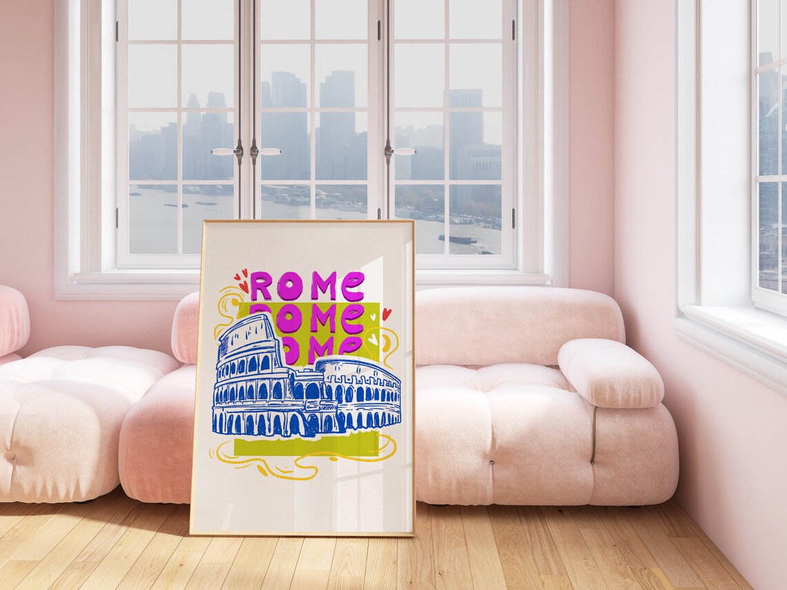 Rome Colosseum Colorful Travel Illustration Art Print - Image 4