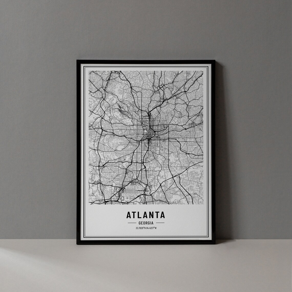Atlanta Georgia City Street Map Minimalist Black and White Poster
