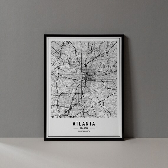 Atlanta Georgia City Street Map Minimalist Black and White Poster
