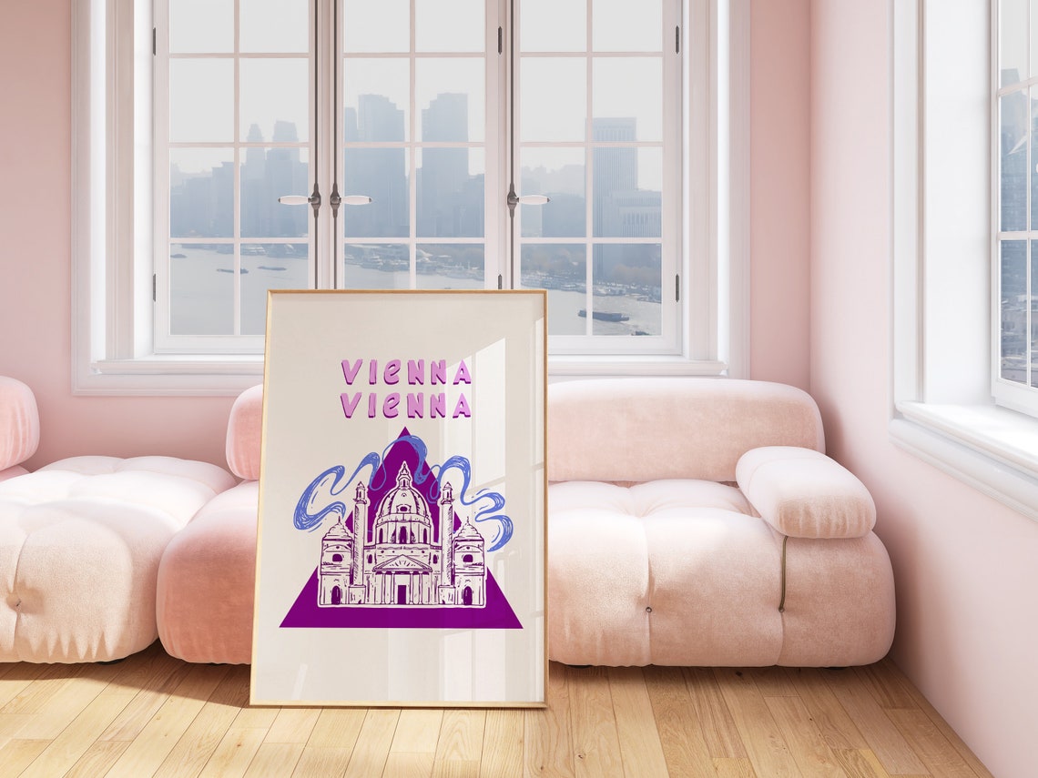 St Charles Church Vienna Austria Hand Drawn Illustration Poster - Image 5