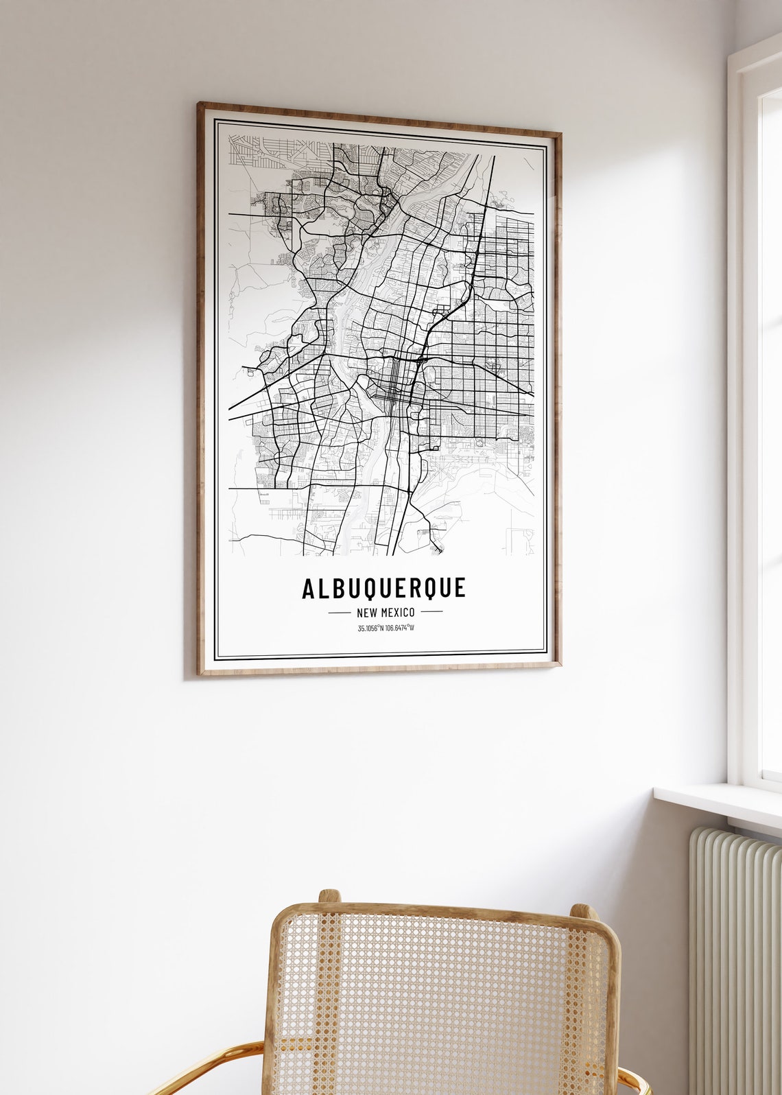 Albuquerque New Mexico City Street Map Minimalist Black White Poster - Image 5