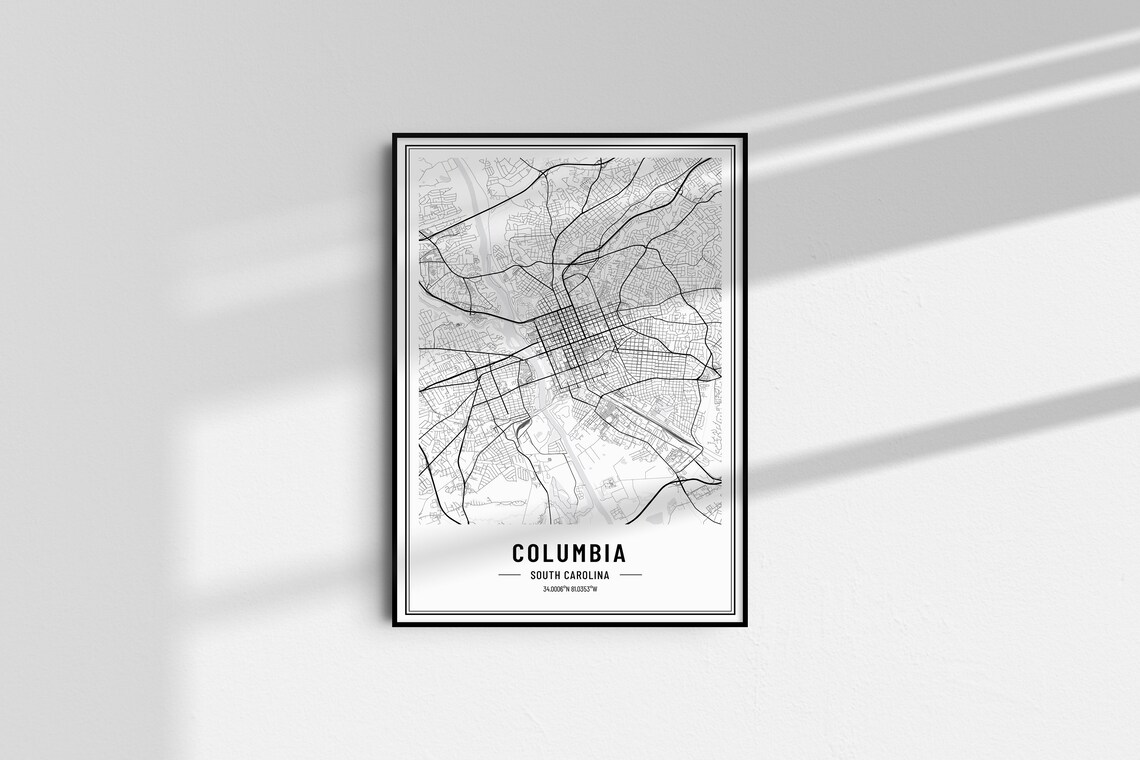 Columbia South Carolina Minimalist City Street Map Art Poster - Image 4
