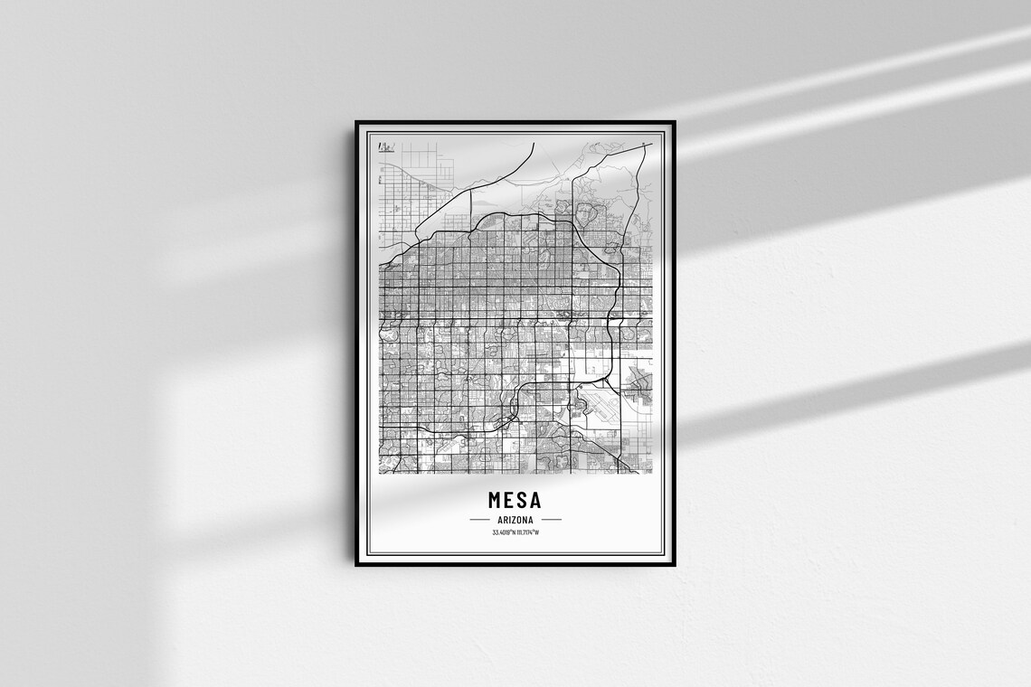 Mesa Arizona Street Map Black and White Minimalist City Poster - Image 5