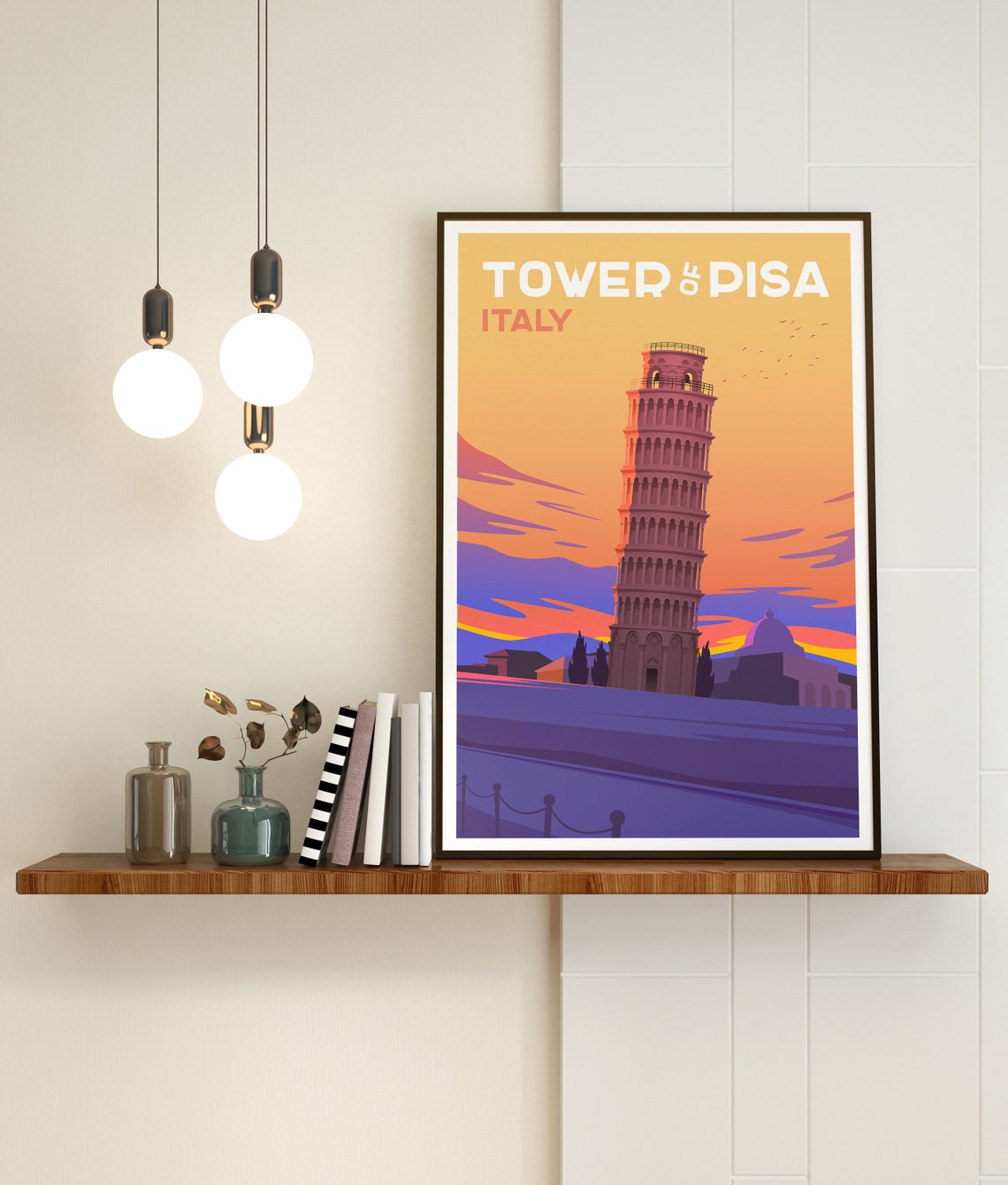 Tower Of Pisa Italy Travel Poster Tower Of Pisa Italy Wall Art Tower Of Pisa Travel Print Tower Of Pisa Italy Travel Illustration Print - Image 3