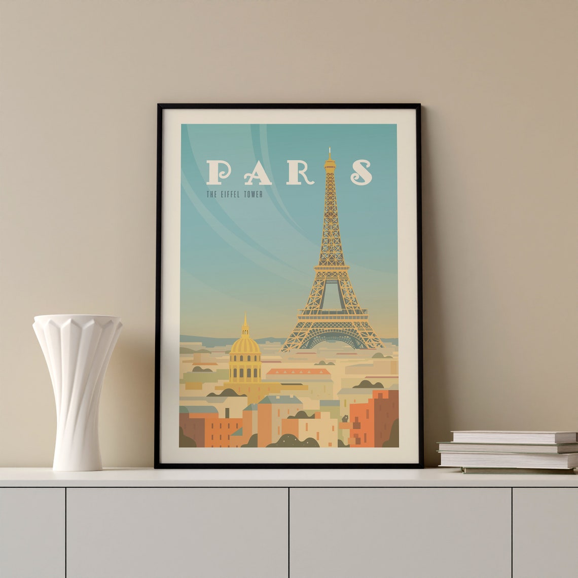 Paris Eiffel Tower Retro City Skyline Vintage Travel Wall Poster - Image 2