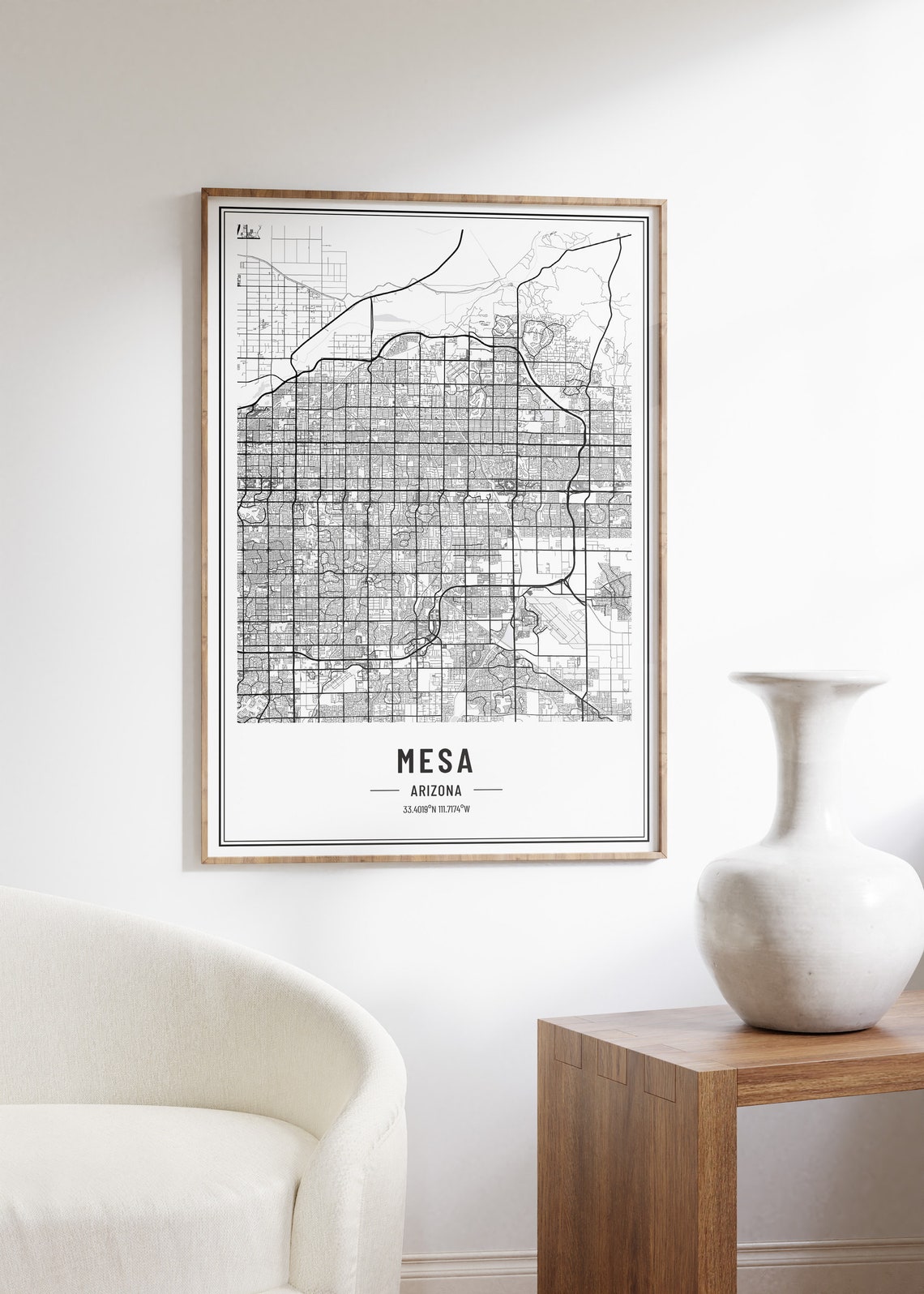 Mesa Arizona Street Map Black and White Minimalist City Poster - Image 4