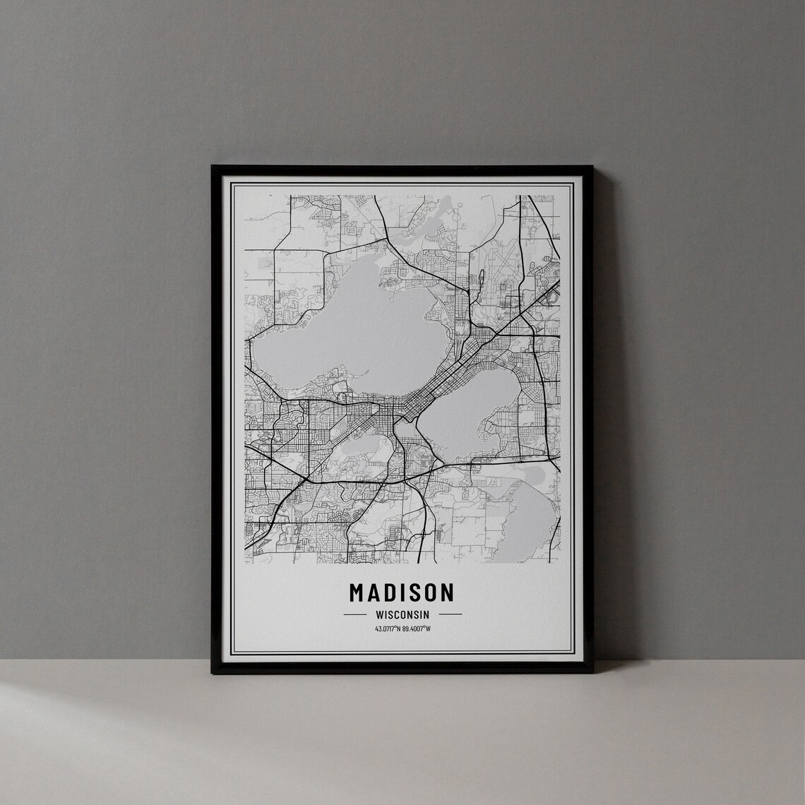 Madison Wisconsin City Street Map Minimalist Line Art Gallery Poster