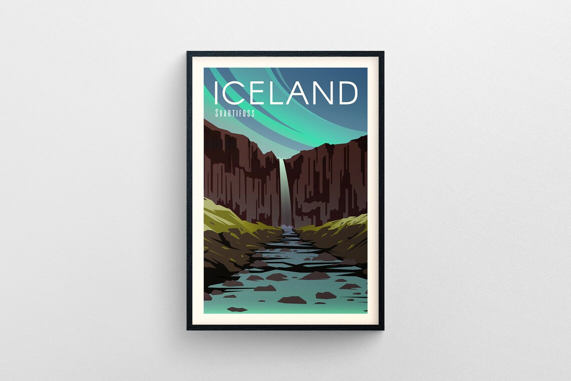 Iceland Svartifoss Travel Poster Iceland Gallery Wall Art Iceland Dorm Wall Art Iceland Office Wall Art Iceland Travel Print Iceland - Image 5