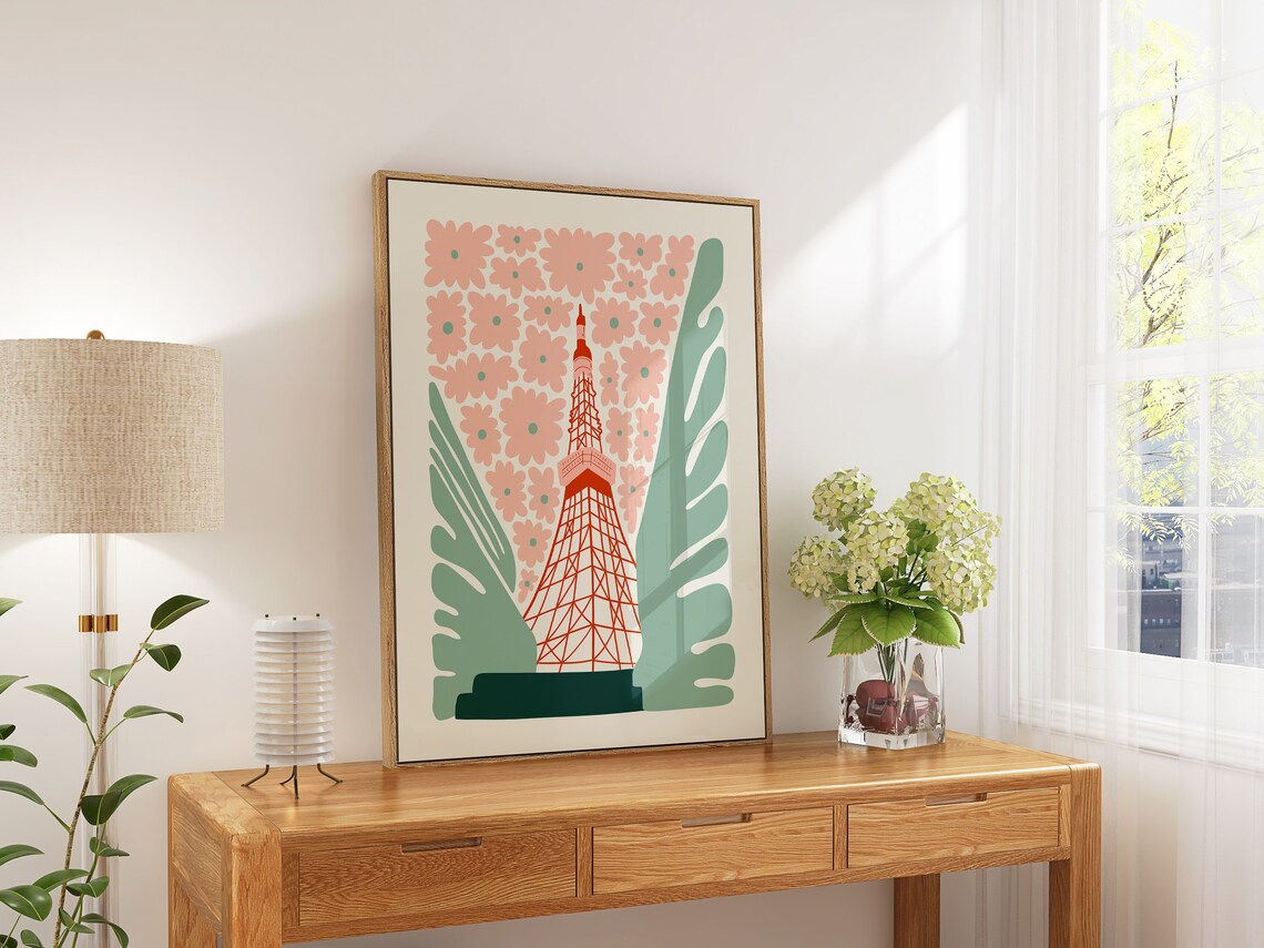 Tokyo Tower Japan Travel Poster, Trendy Art - Image 5