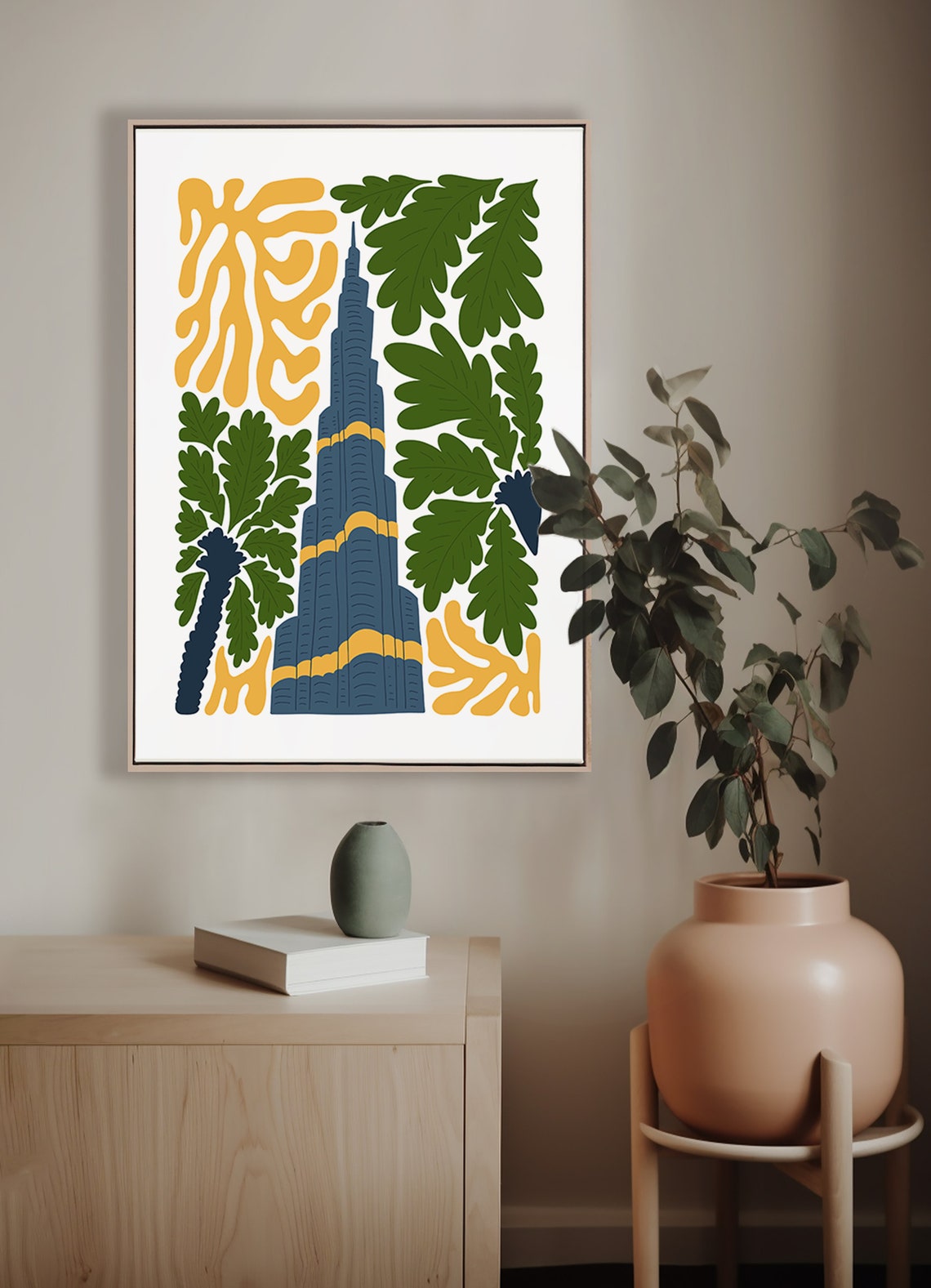 Burj Khalifa Dubai UAE Abstract Art Print Skyscraper Botanical Design - Image 4