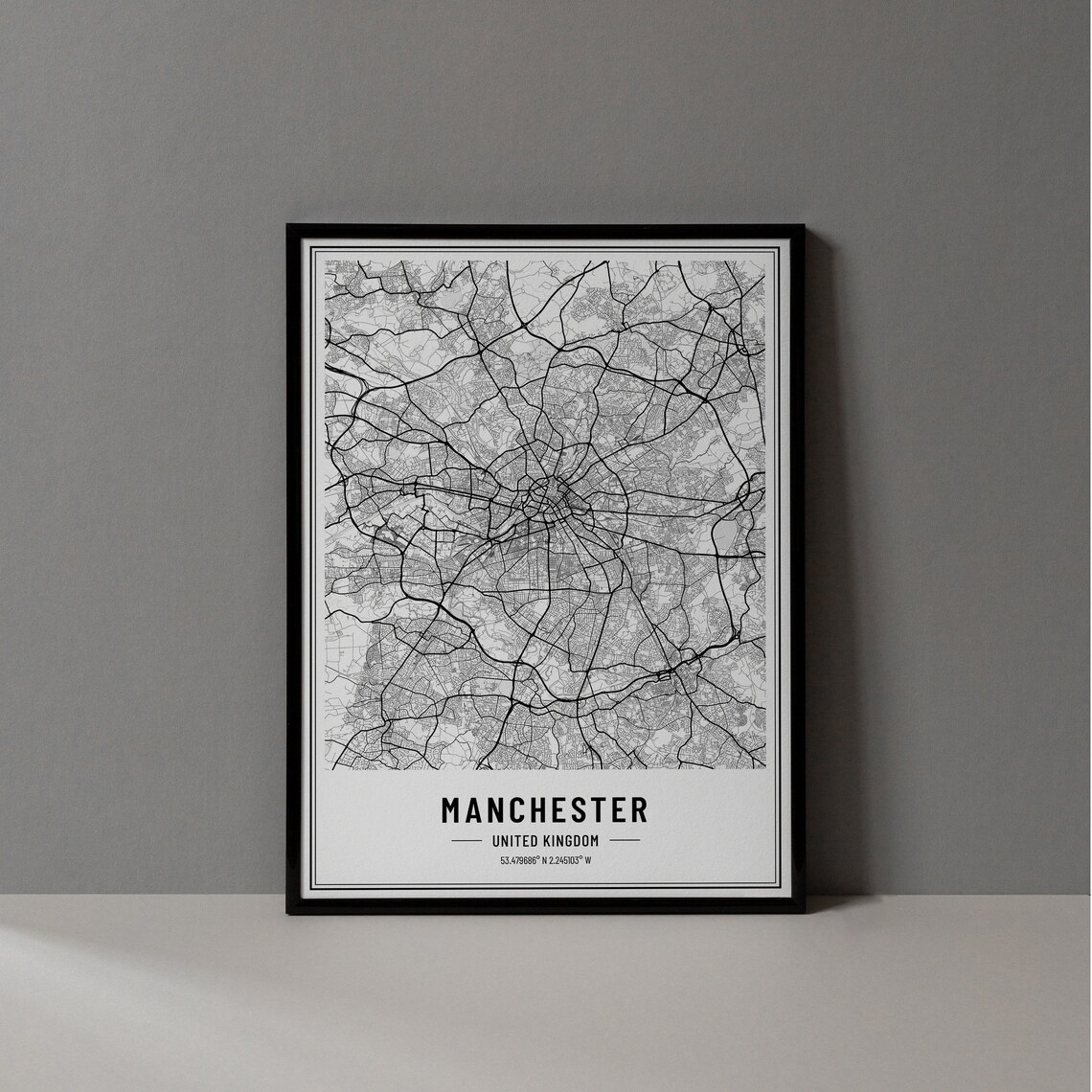 Manchester, UK Map Art Print, City Road Map