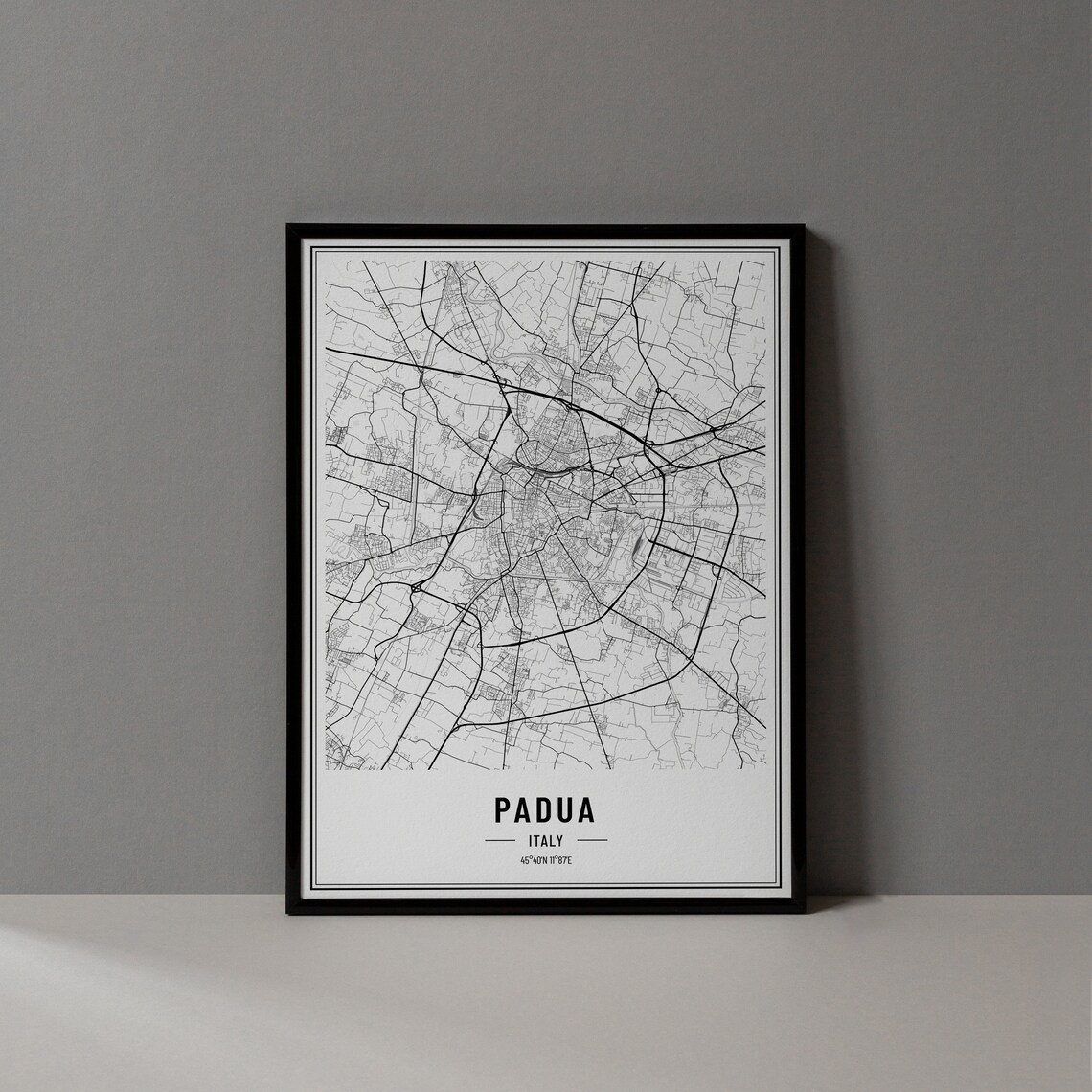 Padua Italy Map Print, City Coordinates Wall Art