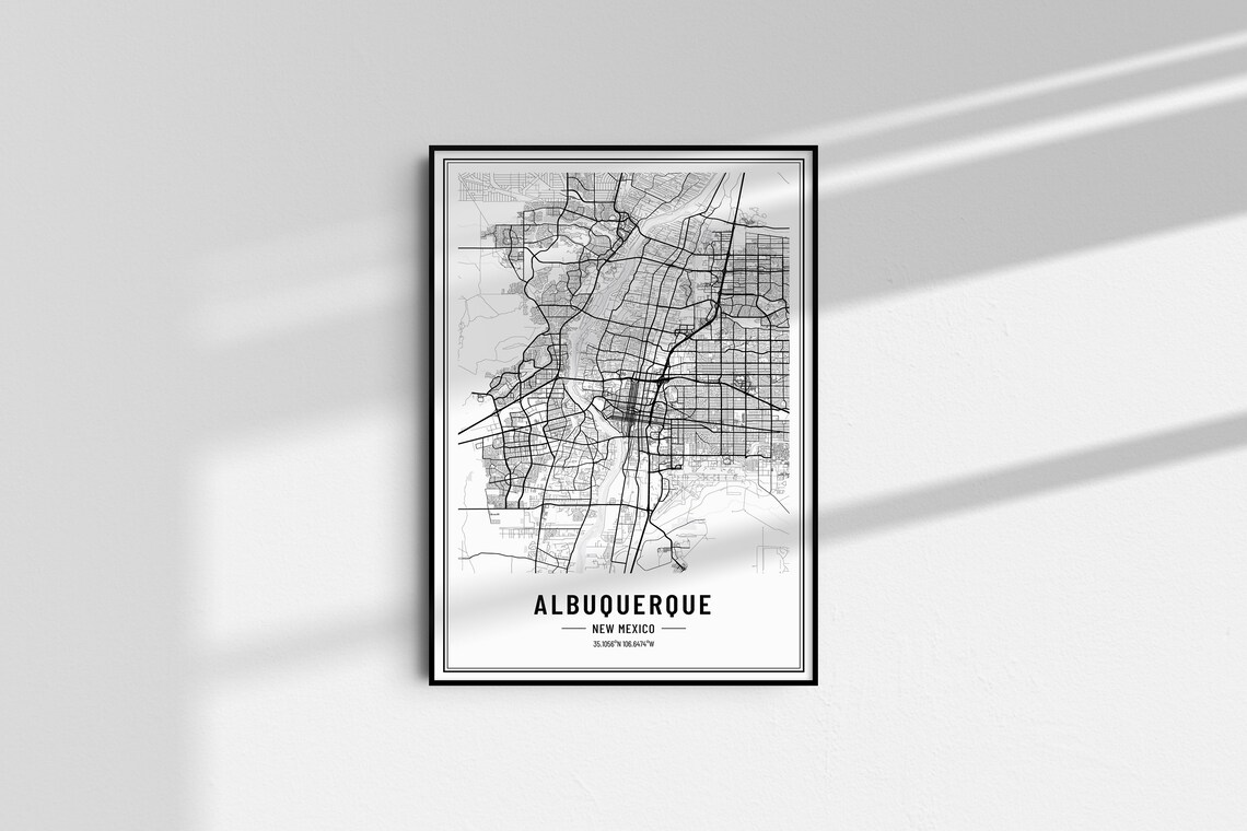 Albuquerque New Mexico City Street Map Minimalist Black White Poster - Image 4