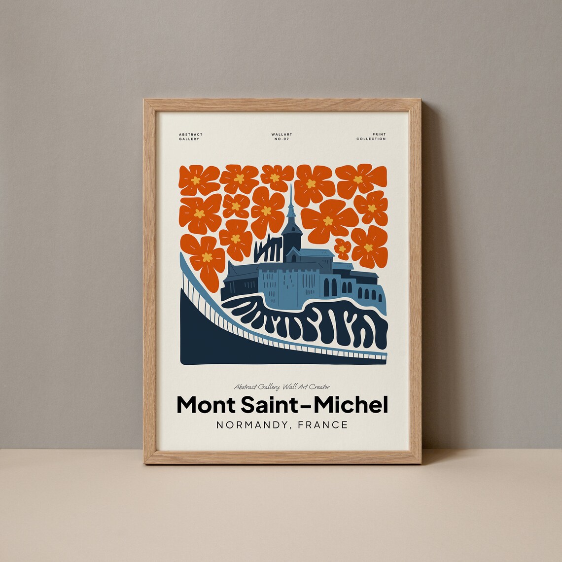 Mont Saint-Michel Normandy France Floral Abstract Art Wall Poster