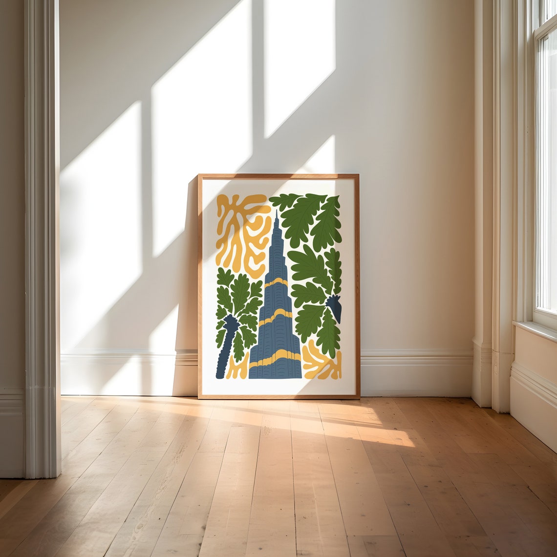Burj Khalifa Dubai UAE Abstract Art Print Skyscraper Botanical Design - Image 3