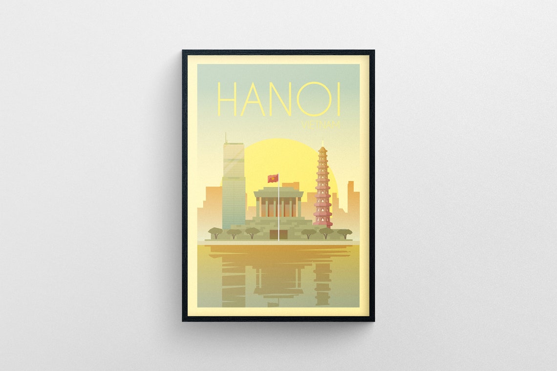 Hanoi Vietnam Travel Poster Hanoi Vietnam Wall Art Print Hanoi Travel Print Hanoi Vietnam Trave Lillustration Poster Art - Image 5