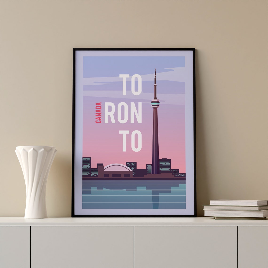 Toronto CN Tower Canada Pink Sunset Skyline Cityscape Travel Poster - Image 2