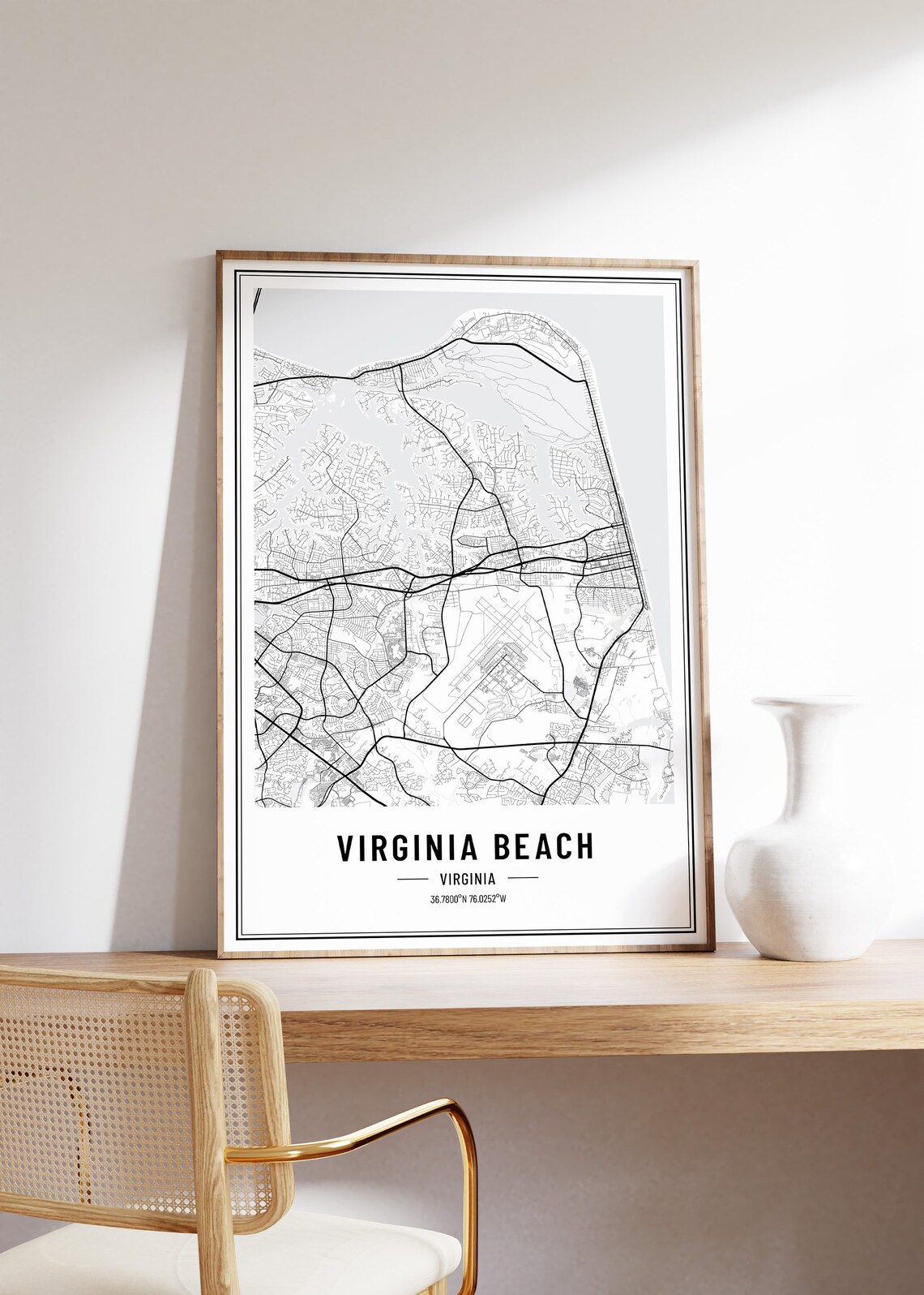 Virginia Beach Map Print, City Coordinates Poster - Image 4