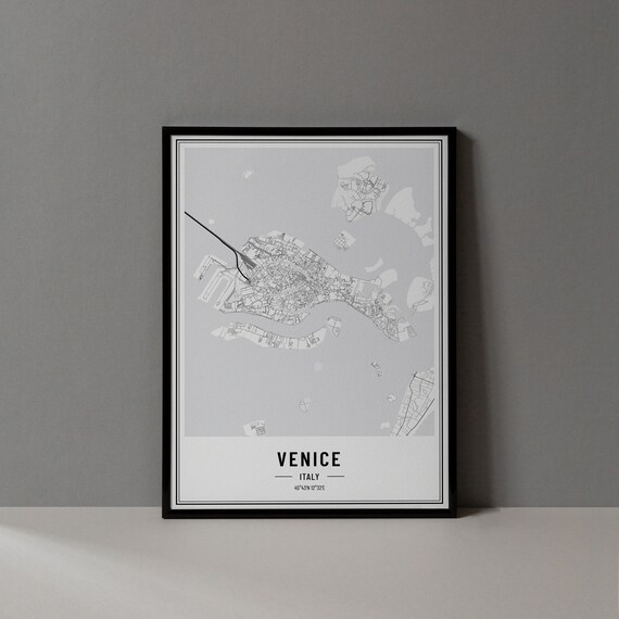 Venice Italy City Map Minimalist Street Line Art Gallery Poster