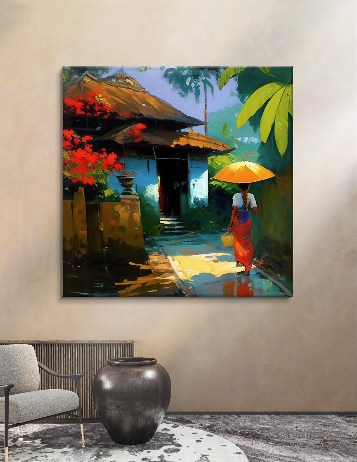 Vibrant Tropical Bali Village Scene With Thatched Cottage Poster - Image 5