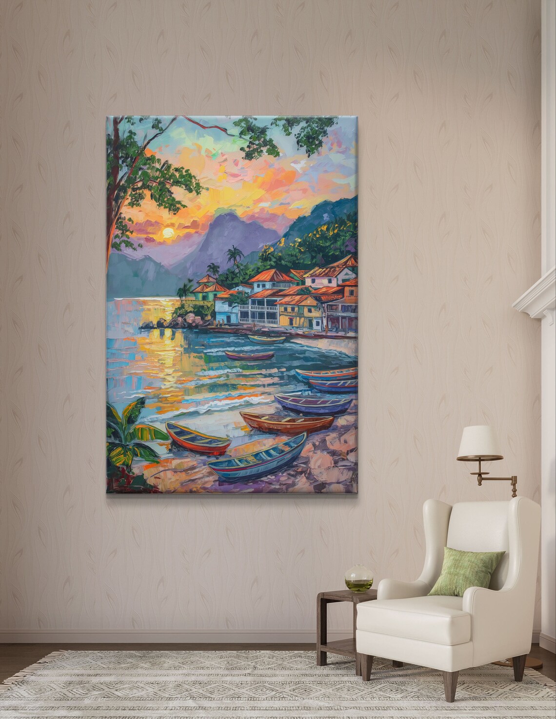 Bahia Brazil Fishing Village Harbor at Sunset Painting Poster - Image 5
