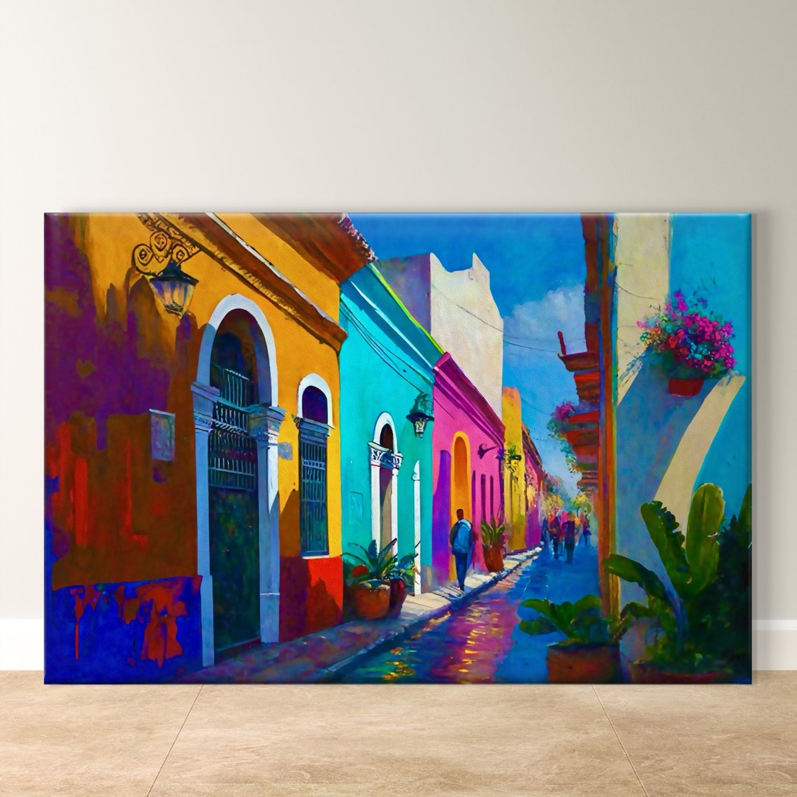 Vibrant Guanajuato Colonial Street in Daytime Mexico Travel Poster