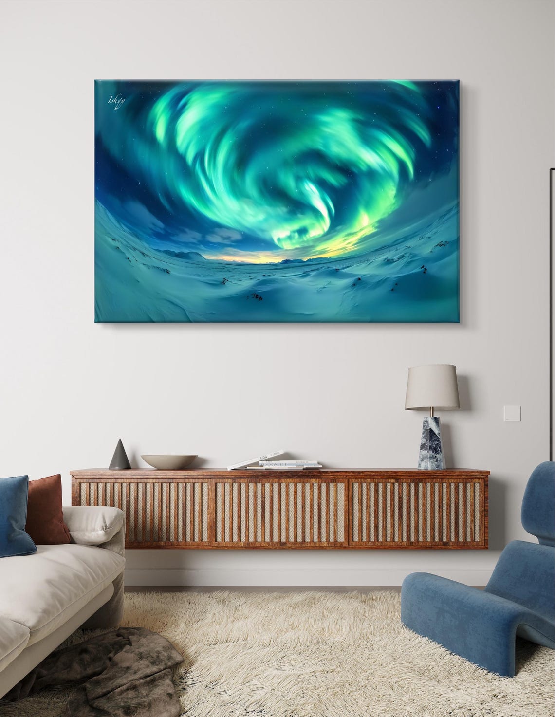 Aurora Borealis Swirling Over Arctic Snowfield Polar Night Sky Poster - Image 6