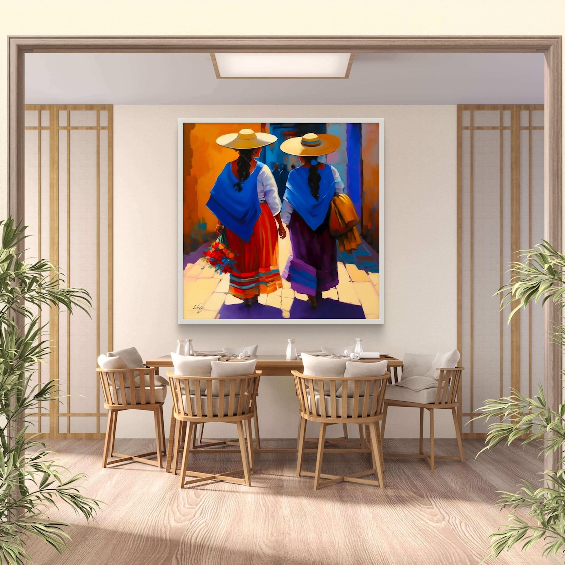 Mexican Women Cultural Art Print, Boho Wall Decor - Image 3