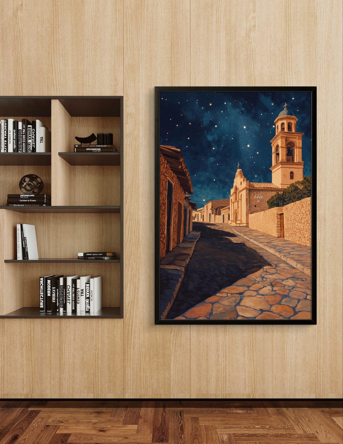 Real de Catorce Starry Night Cobblestone Mission Church Poster - Image 2