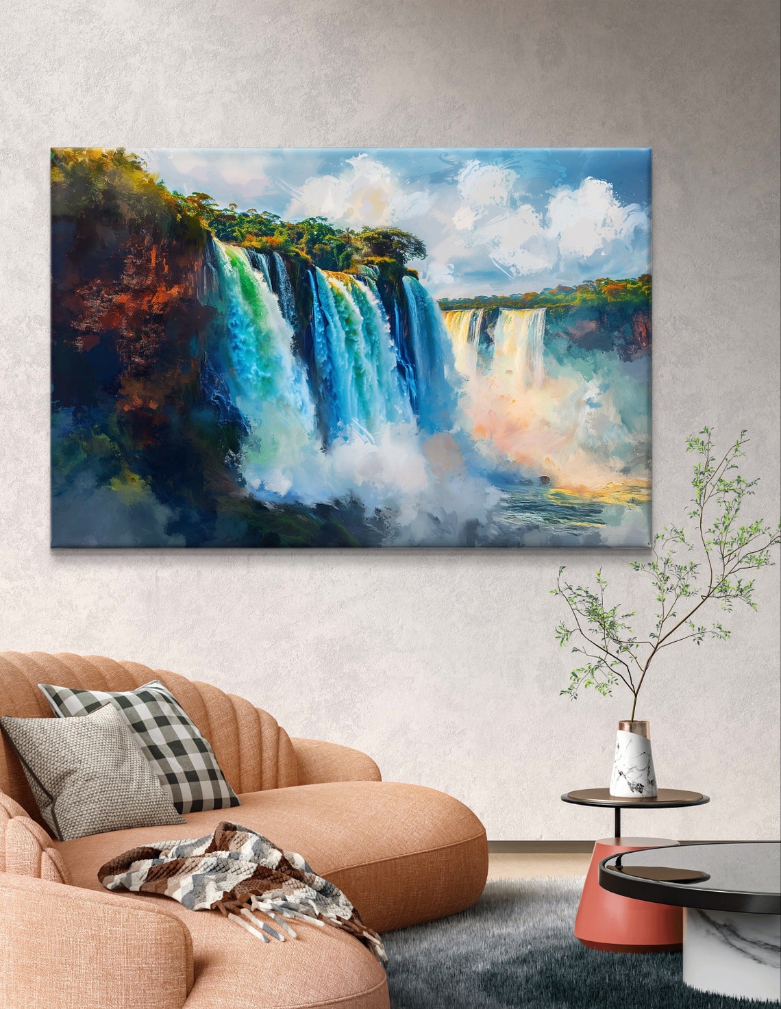 Iguacu Falls Thundering Waterfall in Tropical Mist Painting Poster - Image 5