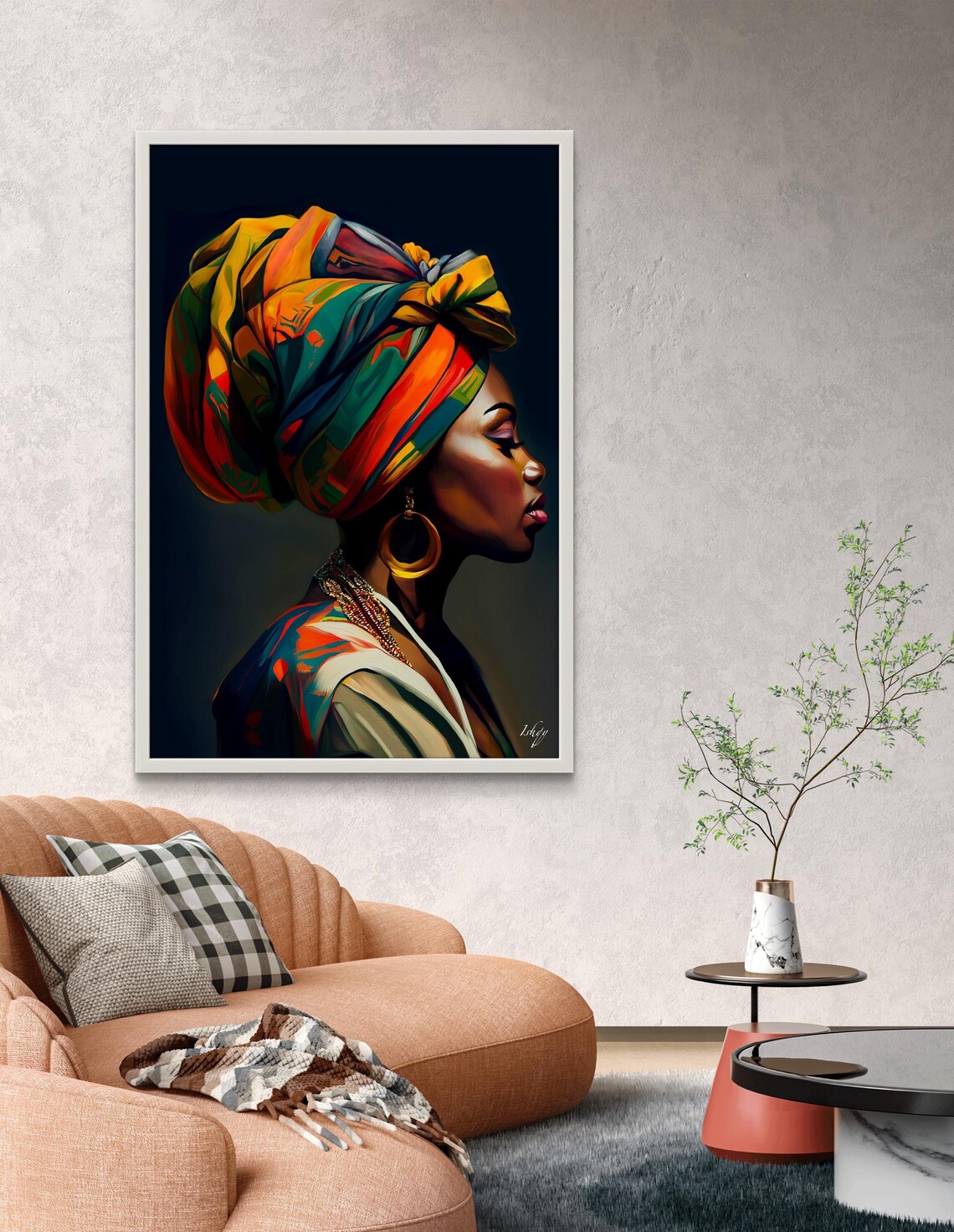 African Woman Turban Art Print, Cultural Decor - Image 4