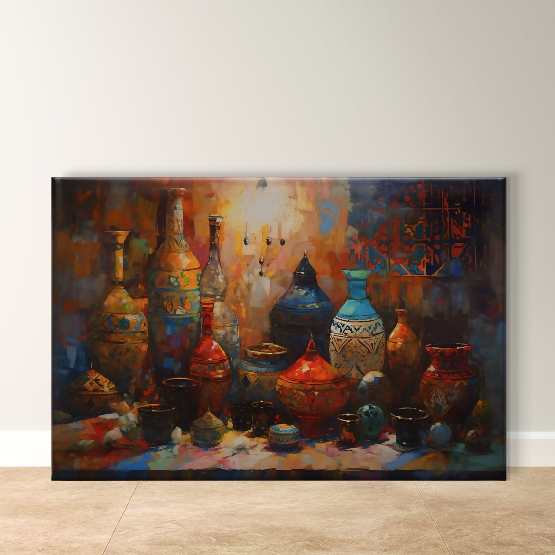 Moroccan Pottery and Vases Warm Still Life Art Home Decor Poster
