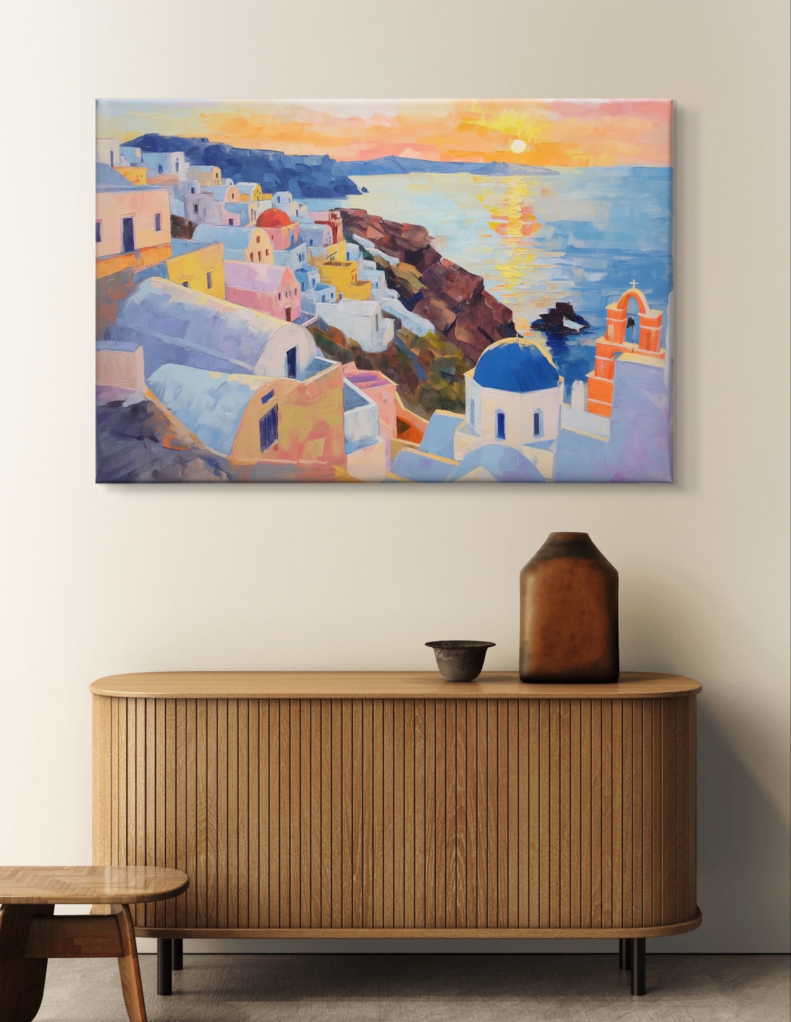 Santorini Greece Sunset Caldera Blue Domes Coastal Scene Art Poster - Image 6