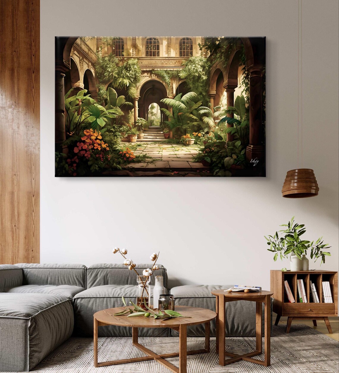 Indian Courtyard Traditional Painting Art Print - Image 4
