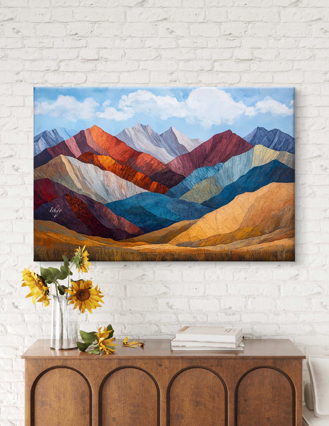 Vibrant Layered Mountain Ranges Colorful Blue Sky Landscape Poster - Image 7