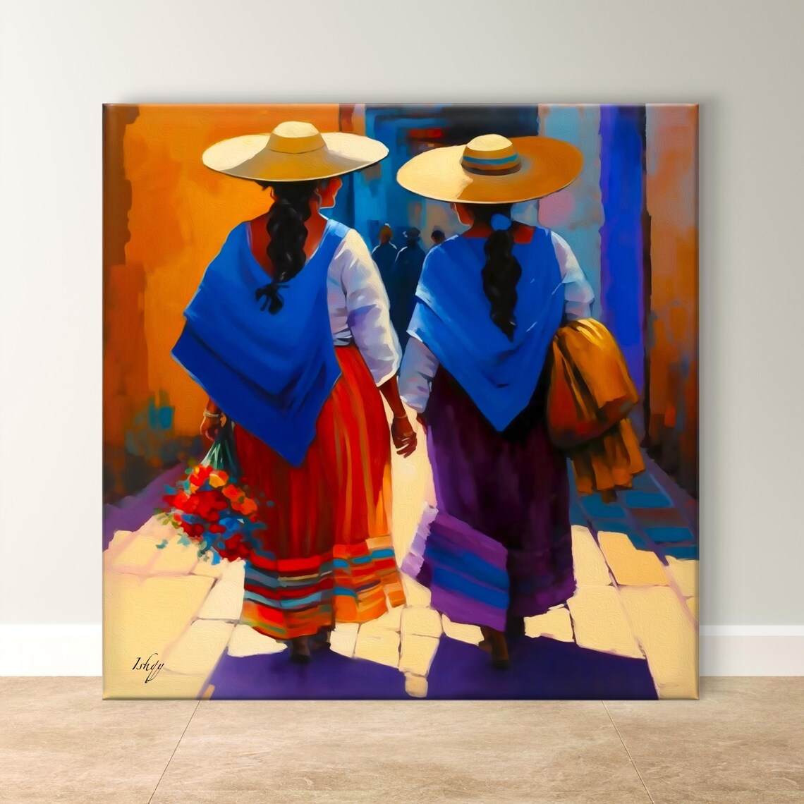 Mexican Women Cultural Art Print, Boho Wall Decor