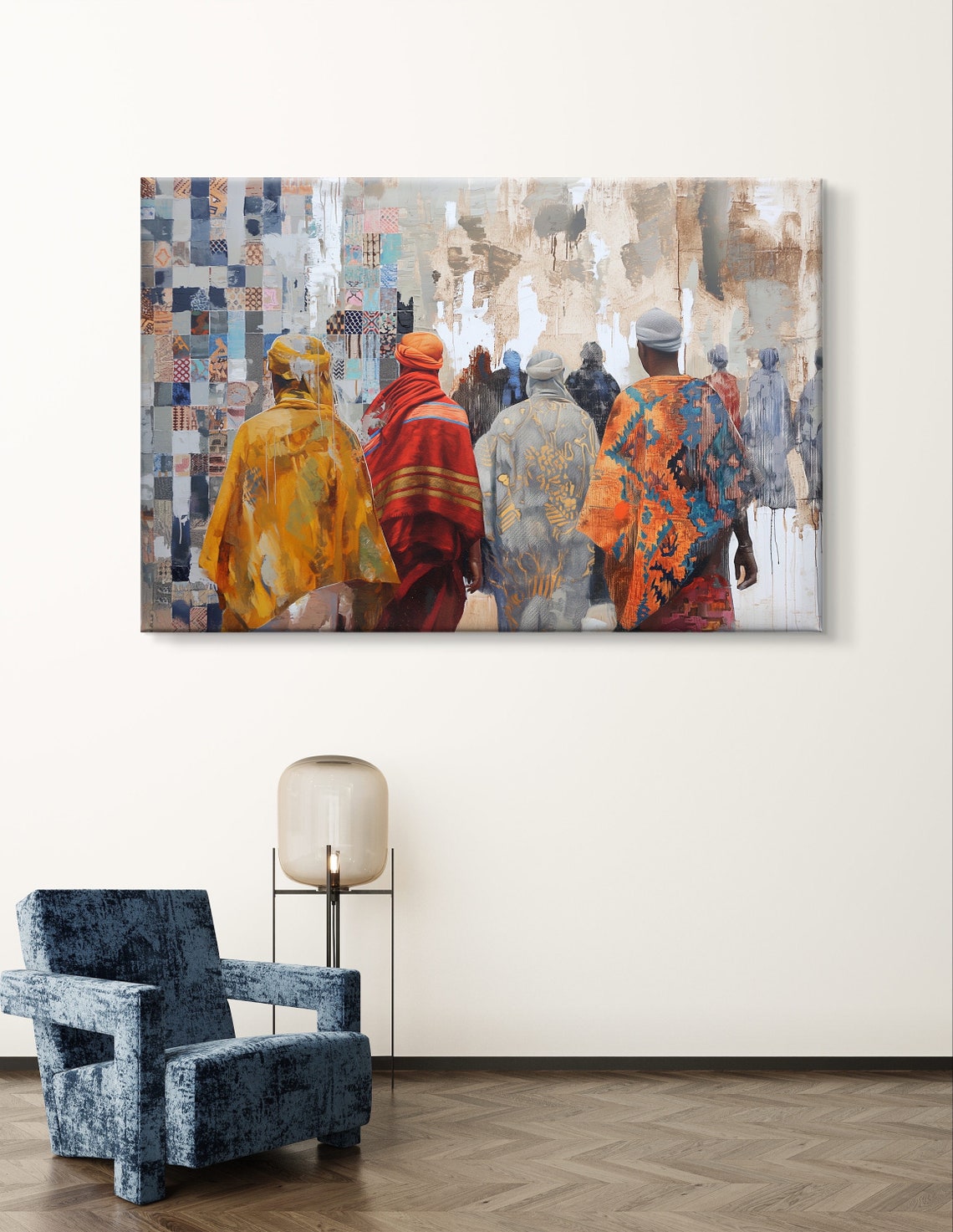 Berber People in Colorful Traditional Robes Walking Art Poster - Image 5