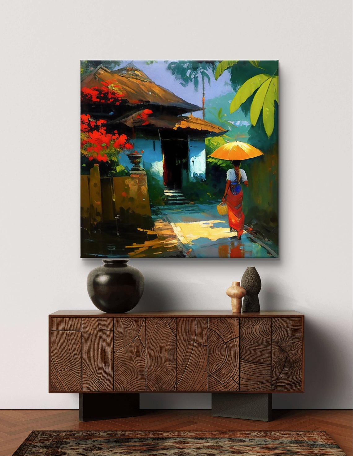 Vibrant Tropical Bali Village Scene With Thatched Cottage Poster - Image 6