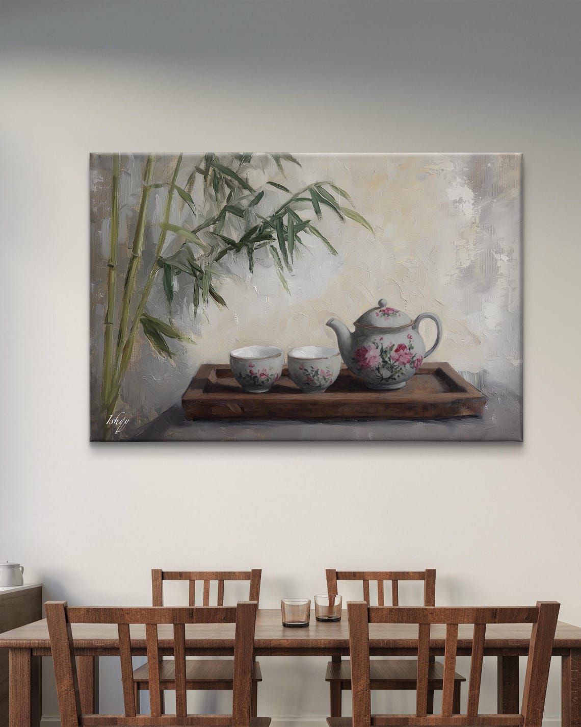 Floral Teapot Tea Set Bamboo Serene Zen Kitchen Art Wall Poster - Image 6