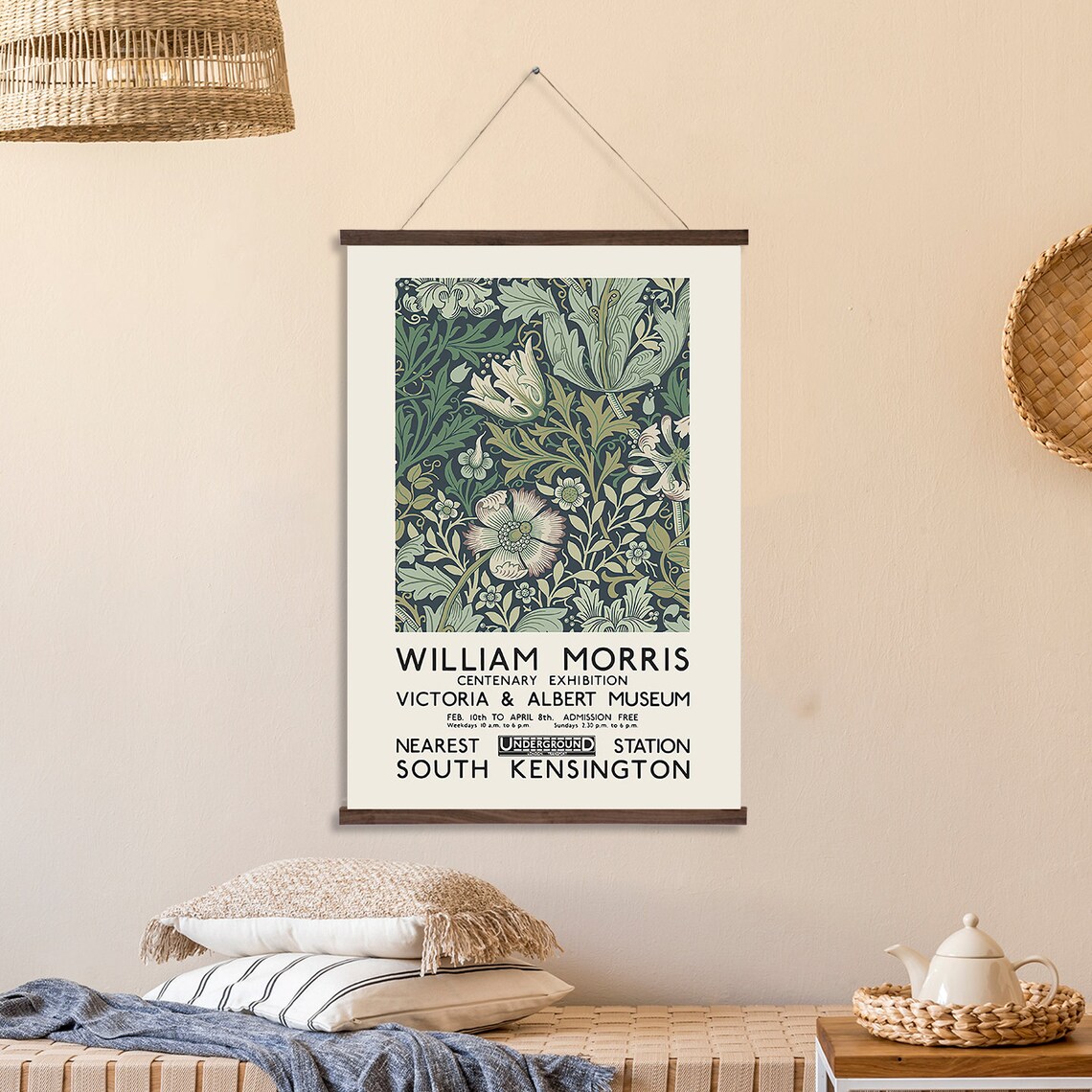 William Morris Floral Pattern, Botanical Art Print